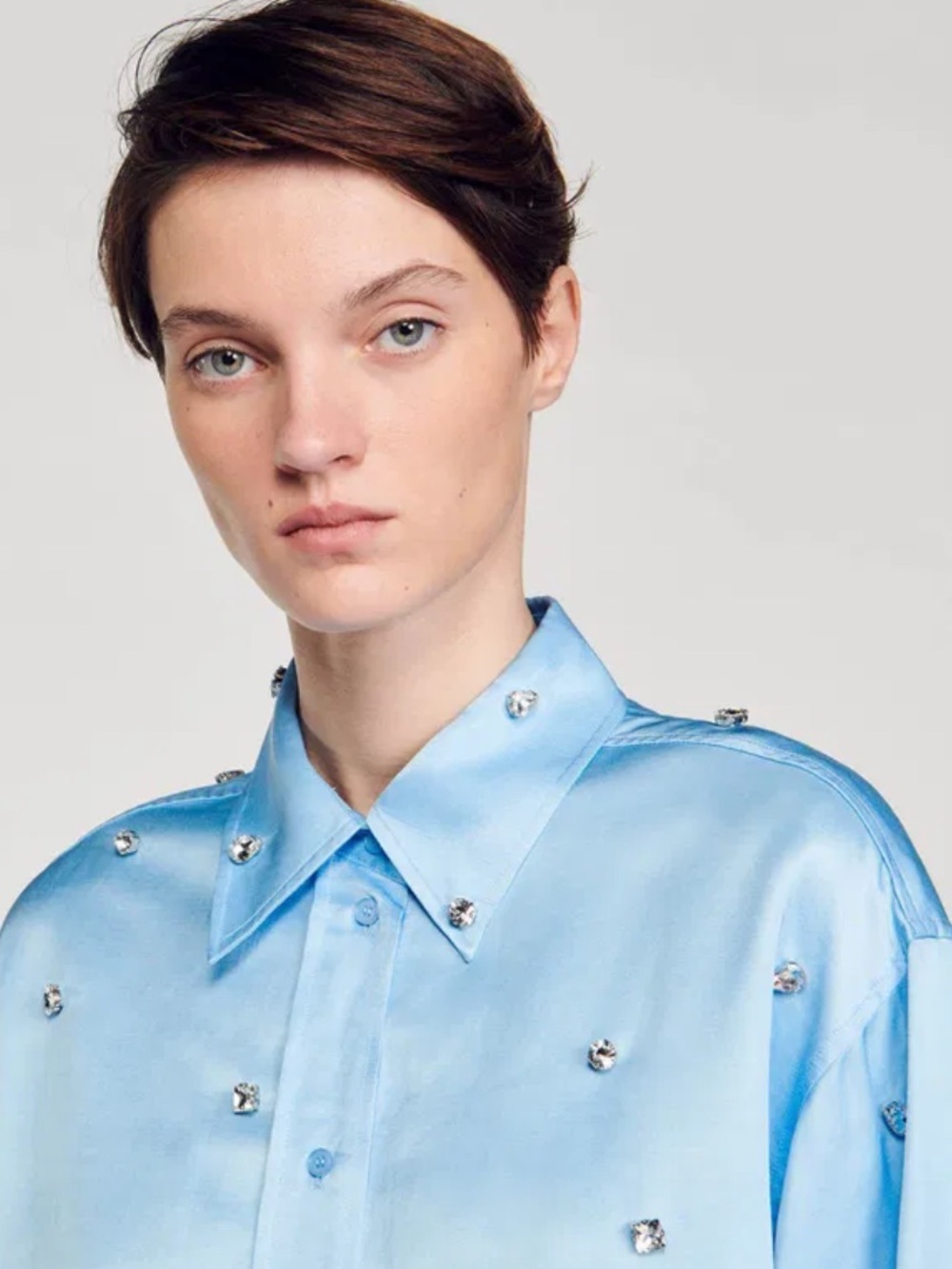 SANDRO  embellished button down  blouse - Picture 15 of 17